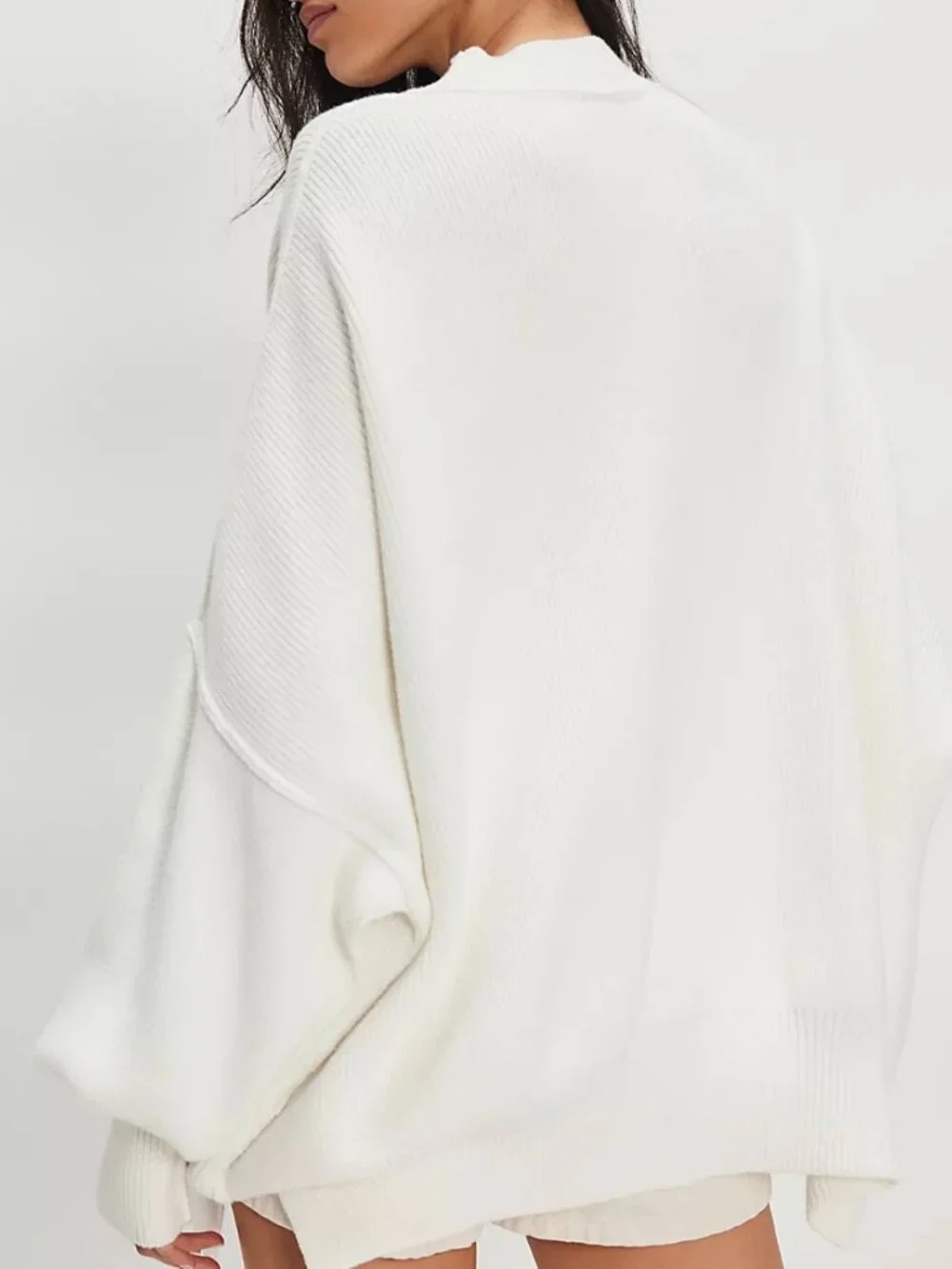 NEW - Free People White Slouchy Oversized Knit Sweater Pullover Medium Size M